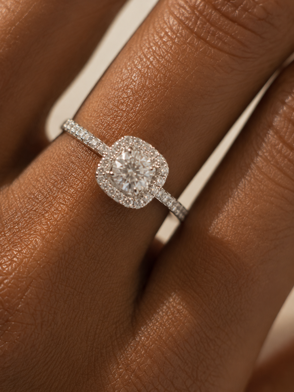 Natural Diamond 14k White Gold Bridal Ring