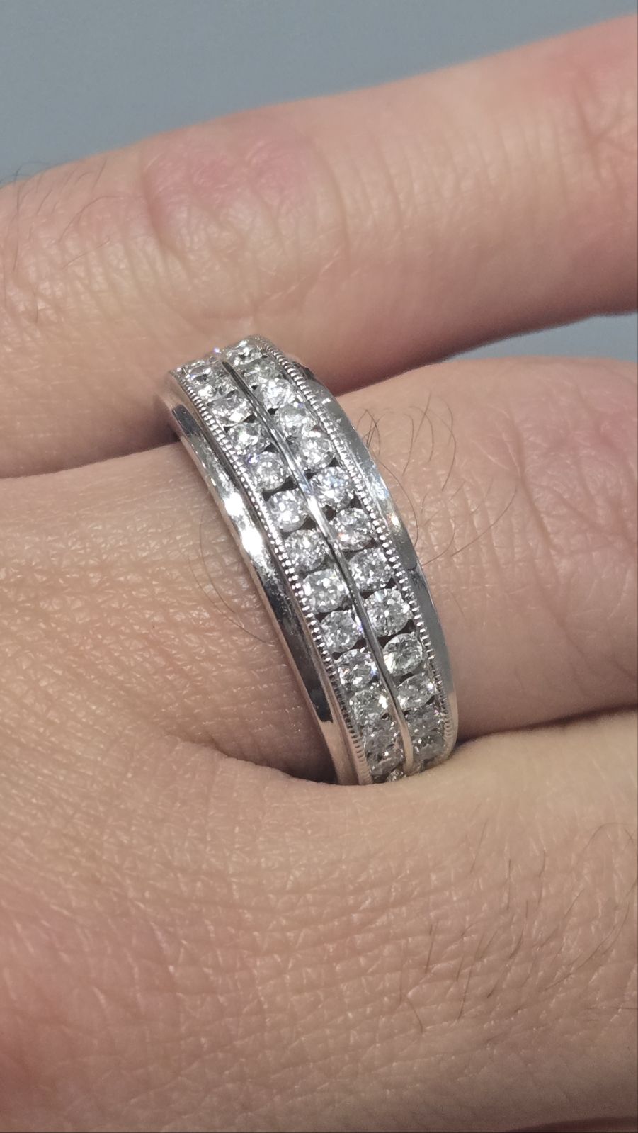 Double Row 1.0ct Dia Channel Wedding Band