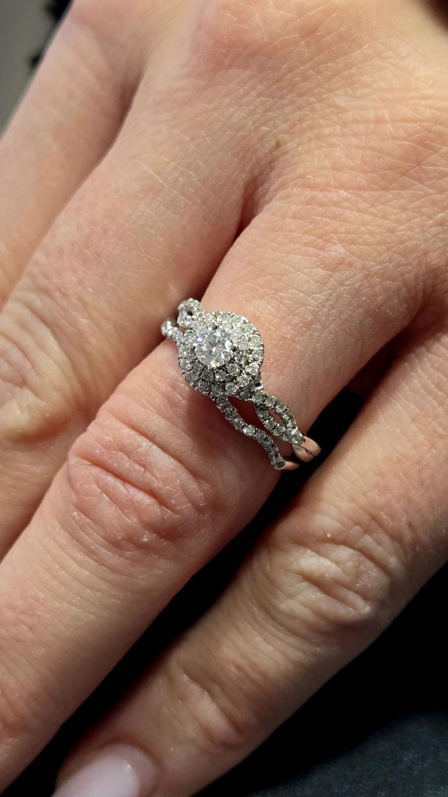 Natural Diamond Bridal Set Round Halo.