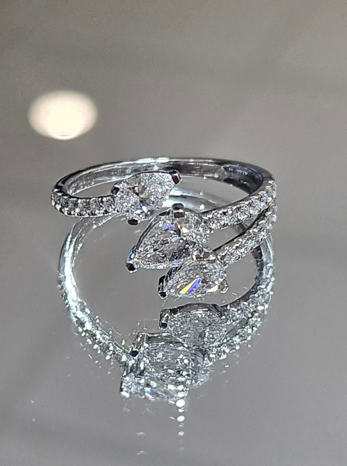Lab Pear Shaped Diamond Ladies Ring