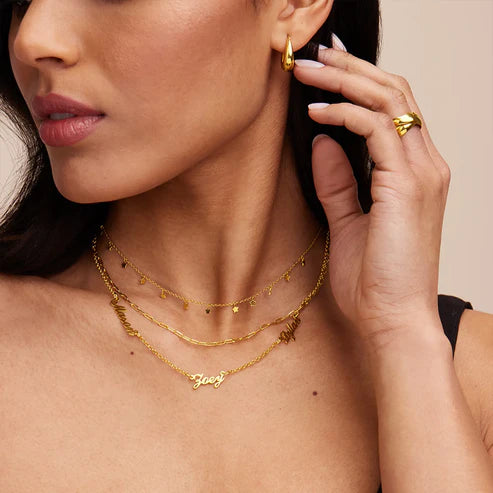 Custom Multi Name Necklace Solid 14k Gold