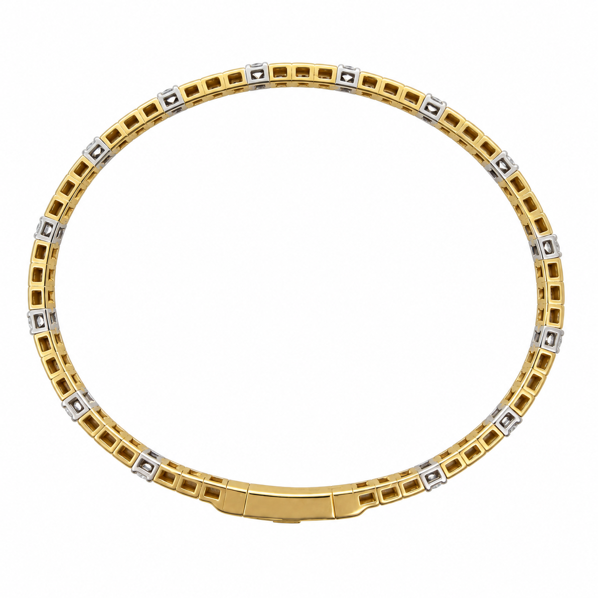 Diamond Pyramid Spike Gold Bangle