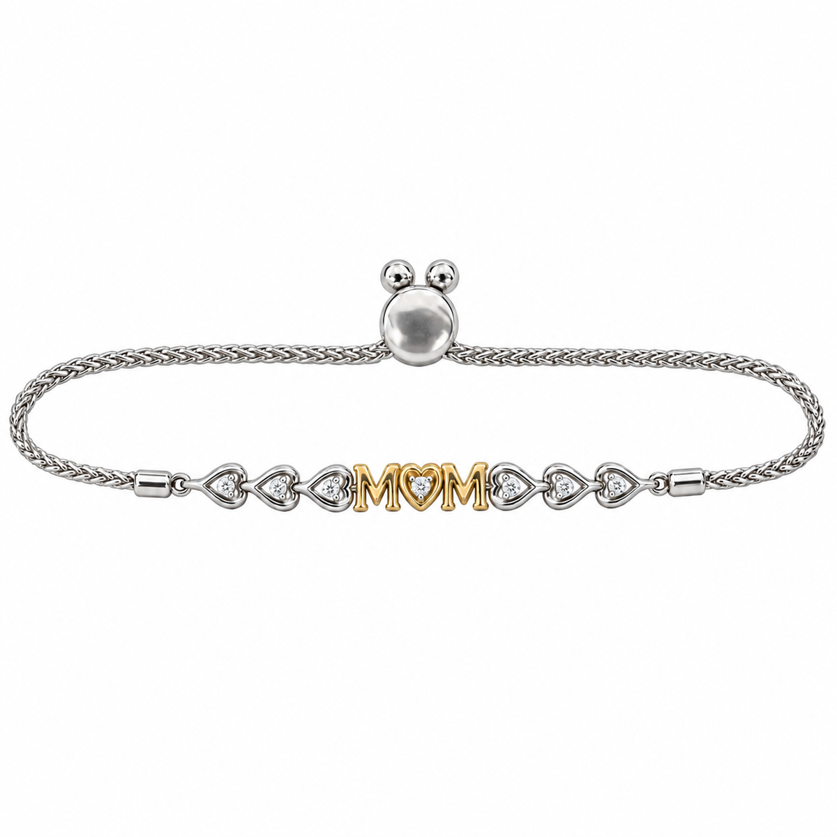 "Mom" Two-Tone Silver Bolo Bracelet