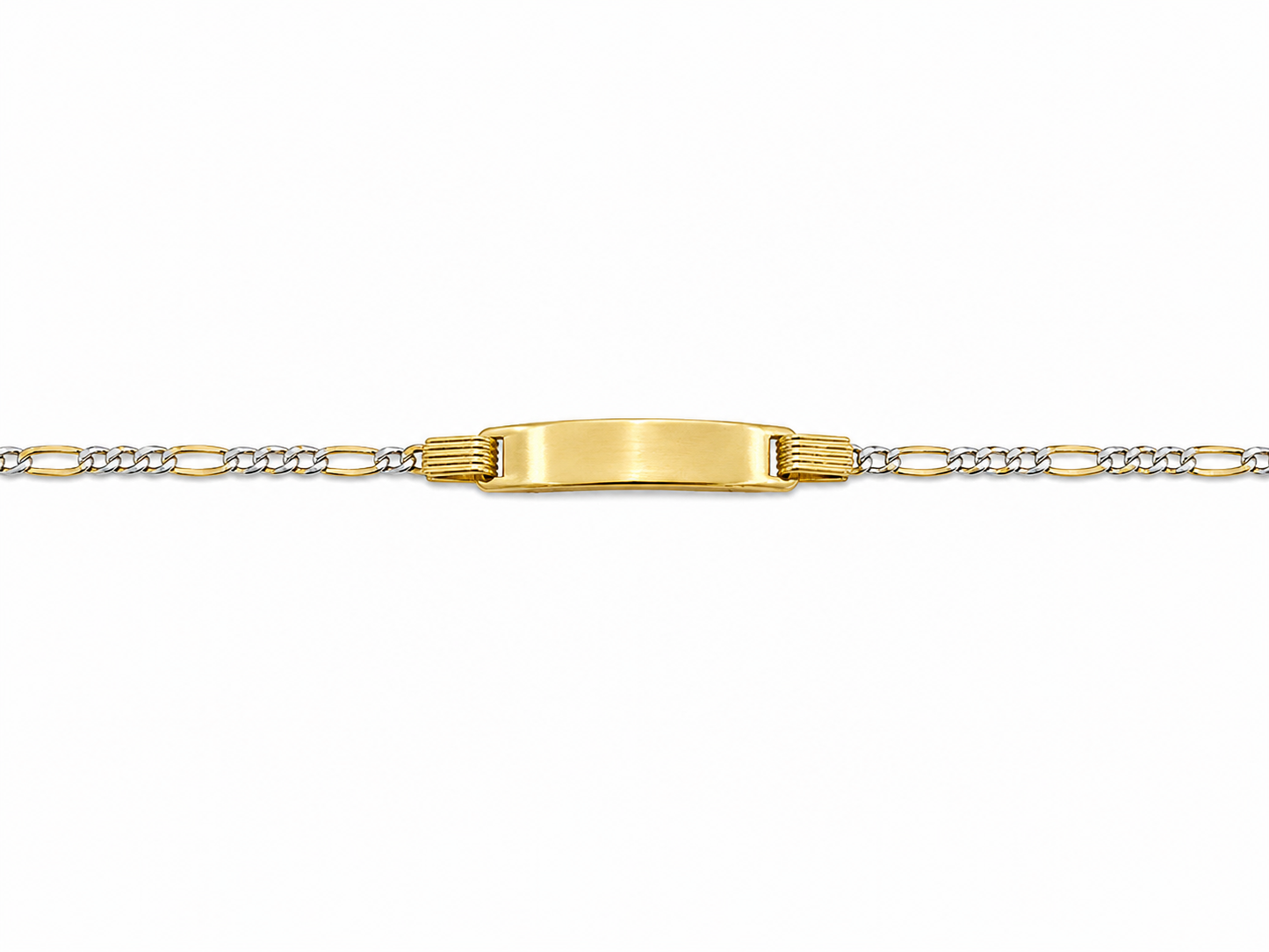 Figaro Two-Toned Nameplate Baby Bracelet