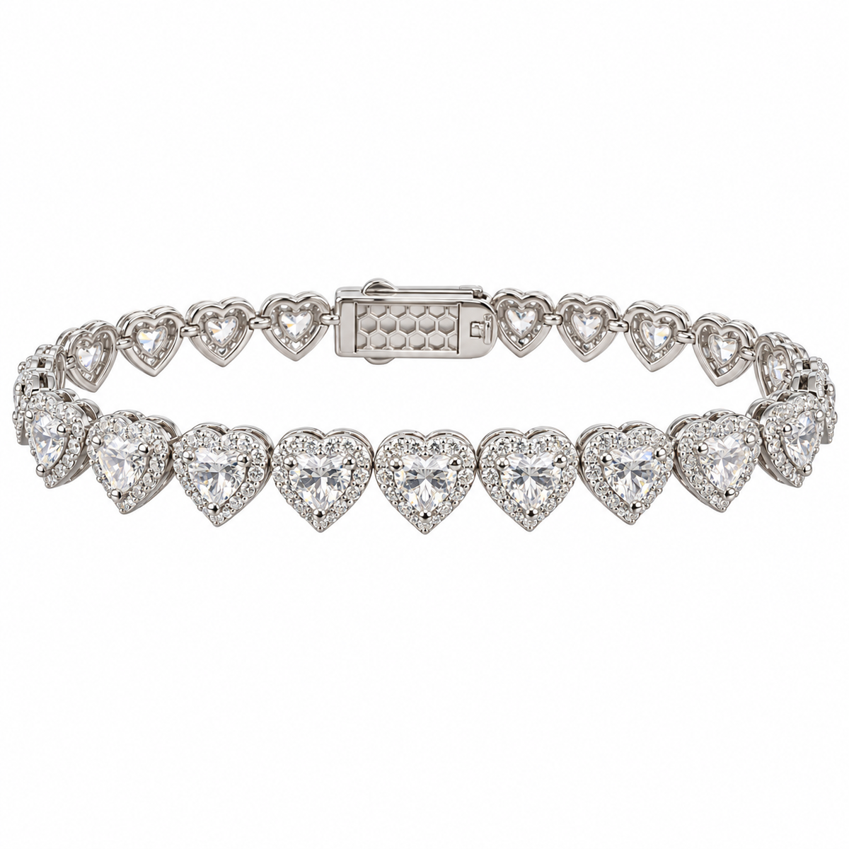 Silver Cubic Zirconia Heart Bracelet