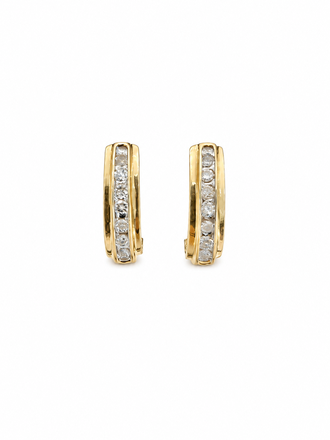 Channel-Set Diamond Half Hoop Earrings