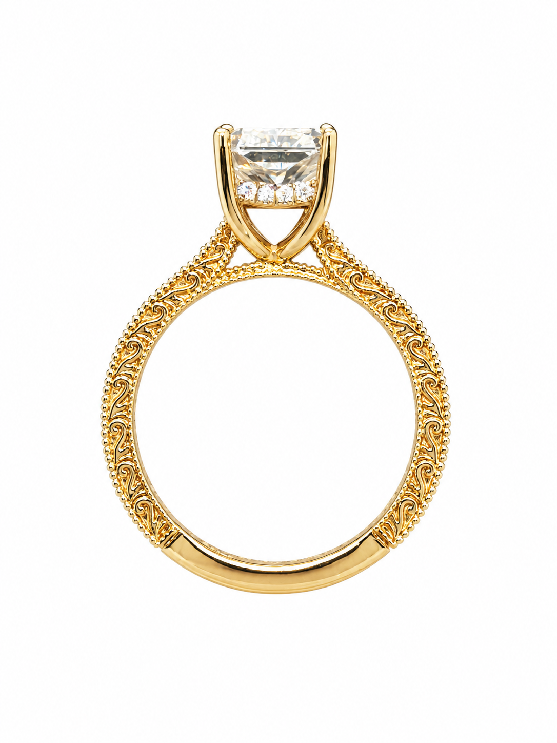 Vintage Style White Prong Engagement Ring