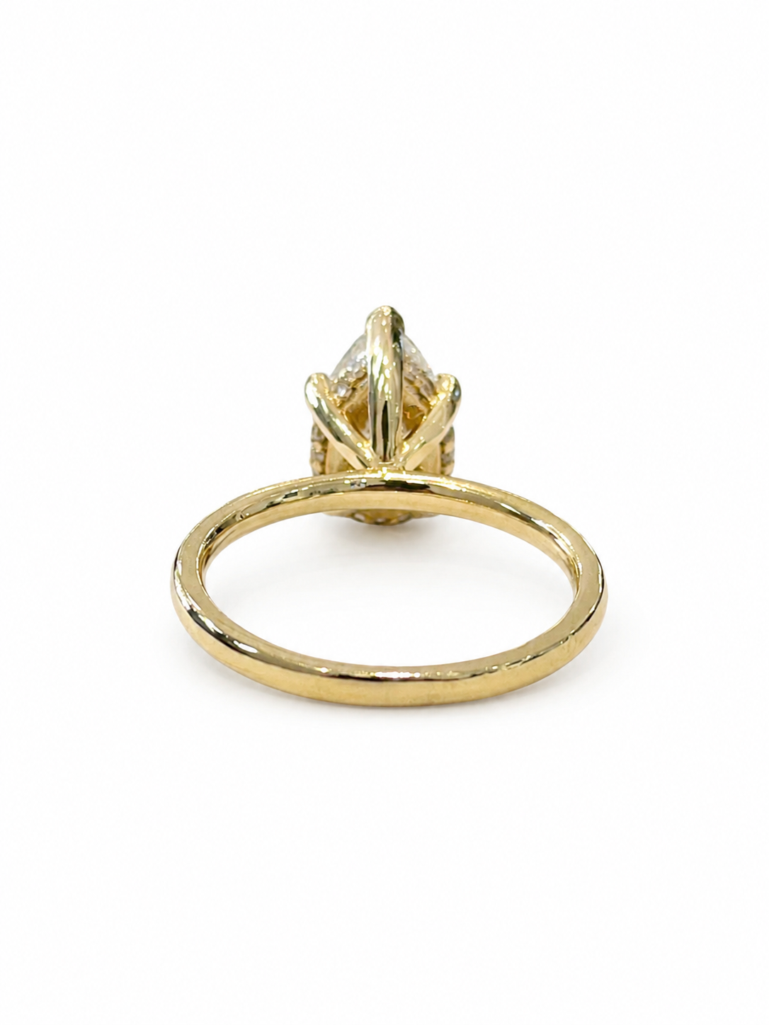 Lab Pear Solitaire Hidden Halo Engagement Ring