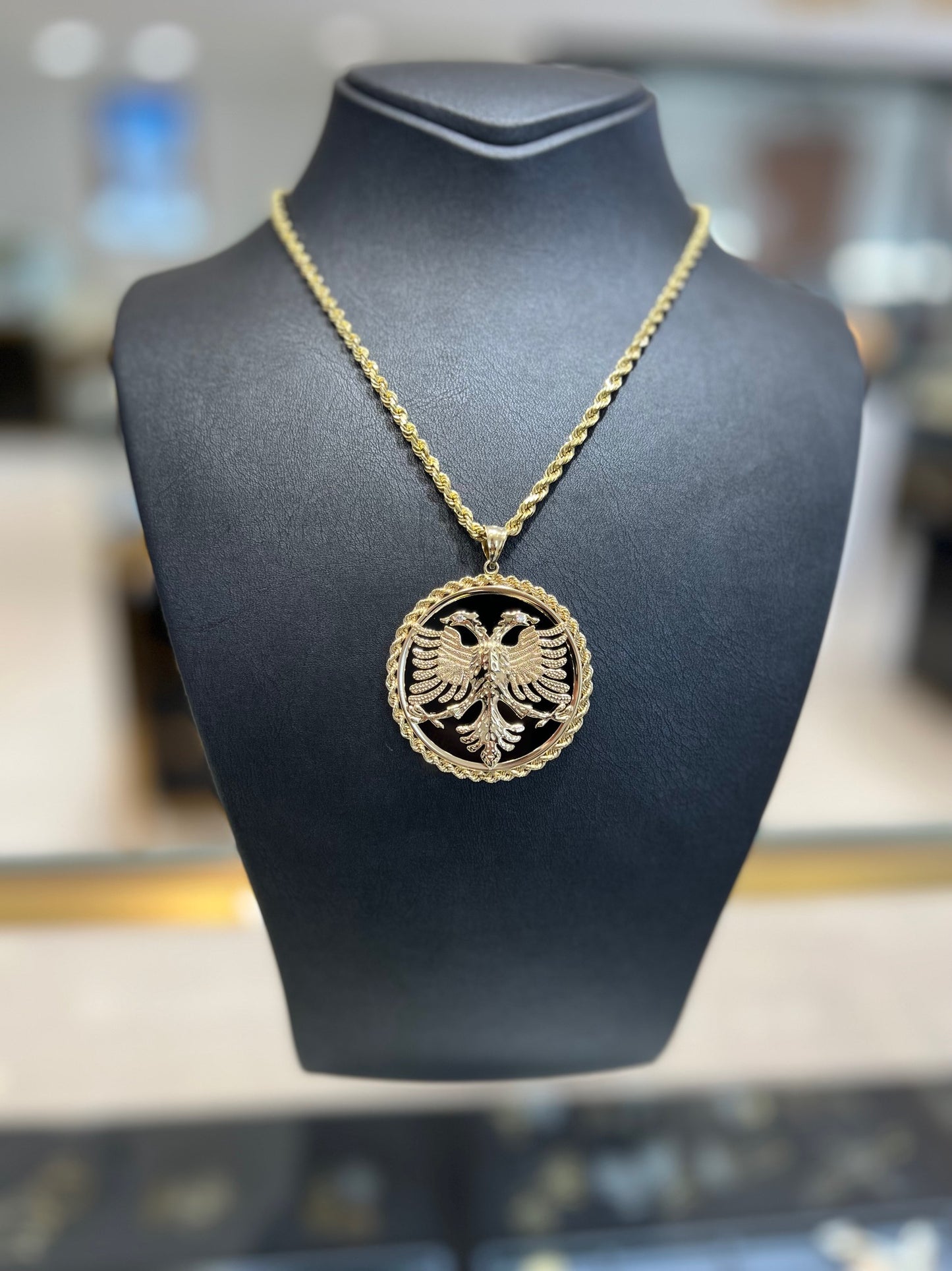 Albanian Eagle Black Onyx Rope Frame