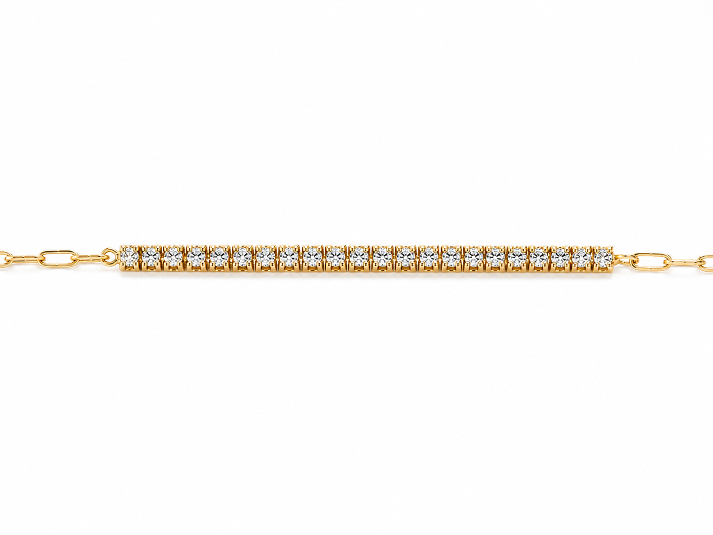 Natural Diamond Paper Clip Tennis Bracelet