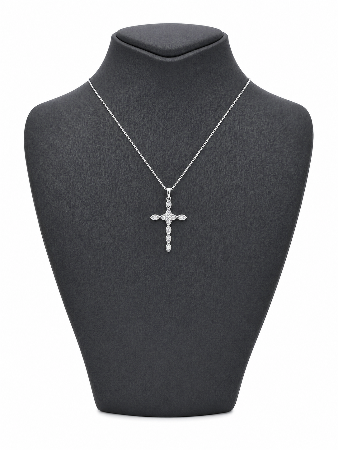 White Gold Twined Diamond Cross