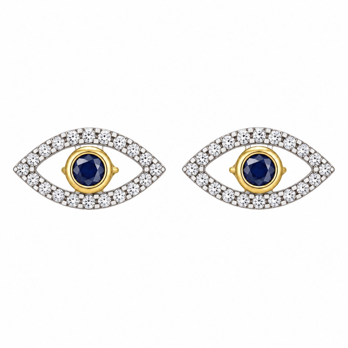 Evil Eye Blue Sapphire Earrings