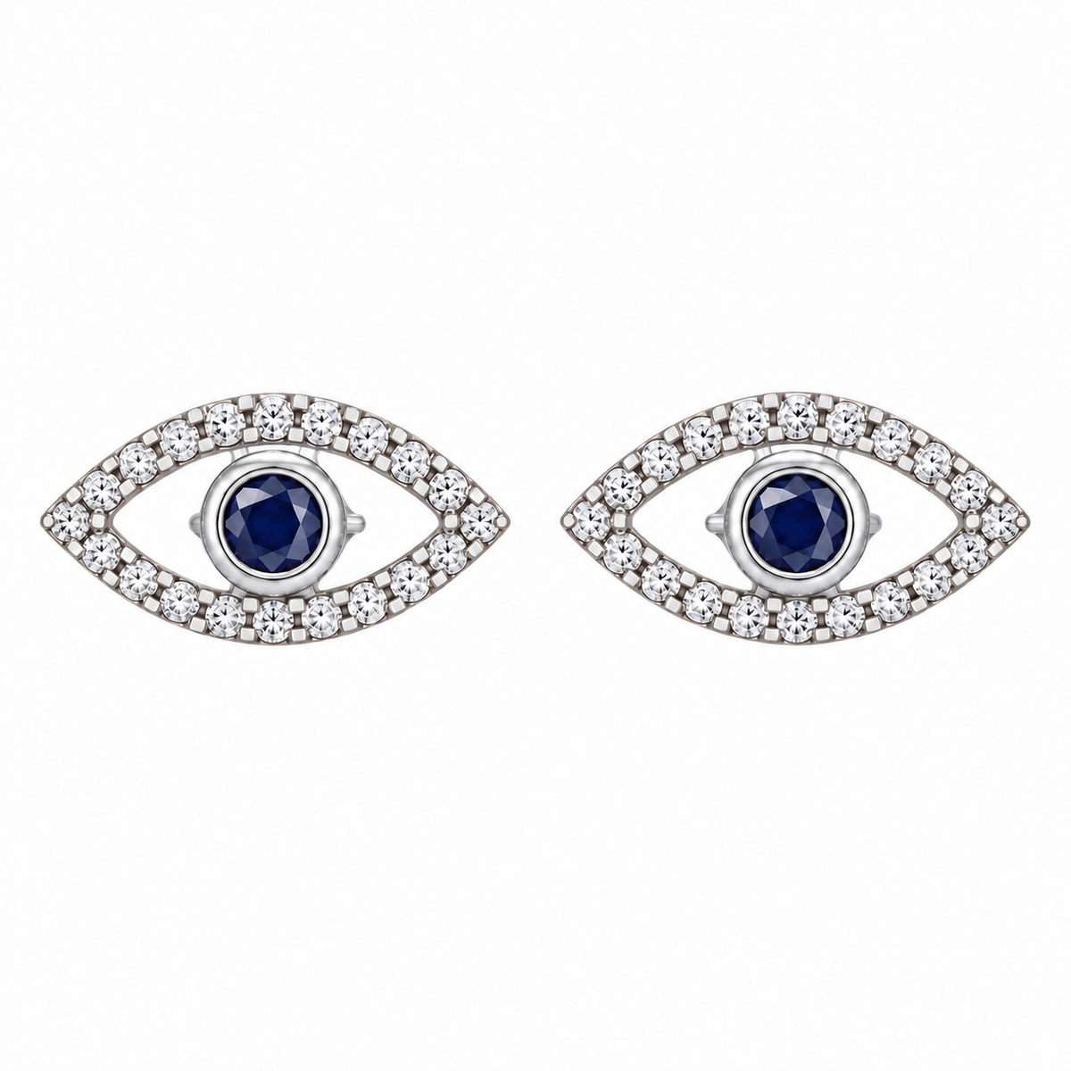 Evil Eye Blue Sapphire Earrings