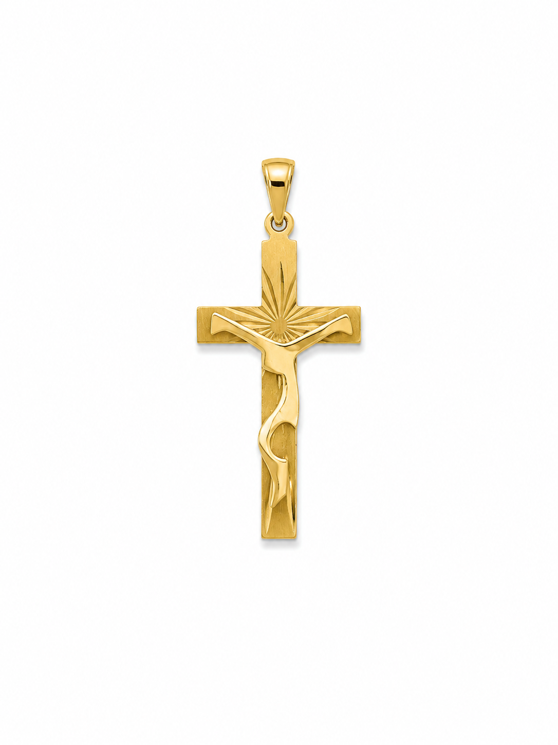 14K Yellow Gold Minimalist Crucifix Pendant