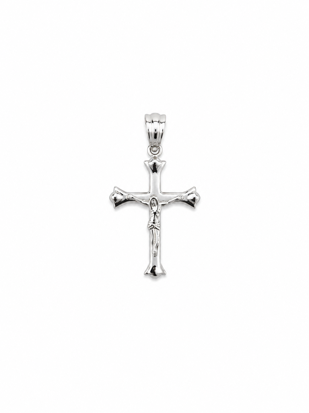 14k White Gold cross with Jesus