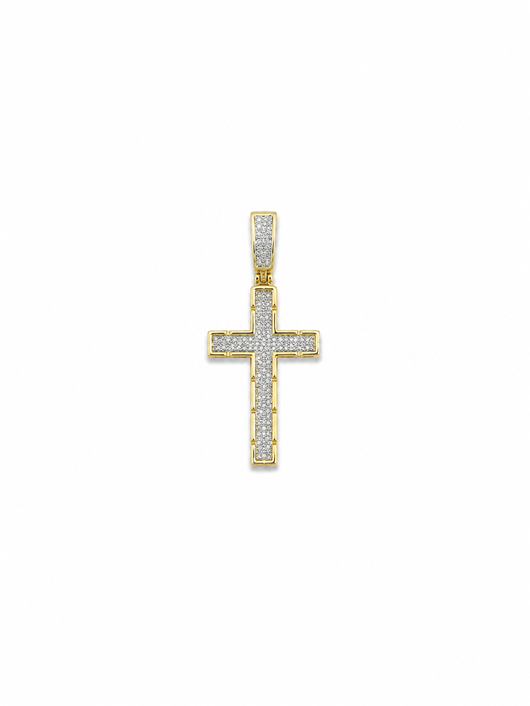 14k Yellow Gold cross with .17 carat diamonds