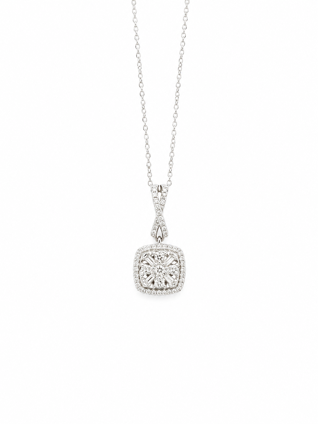 Square White Gold Diamond Pendant