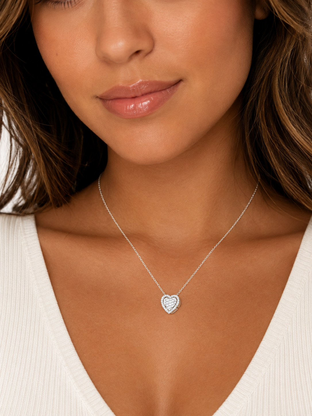 3D Diamond Heart Charm