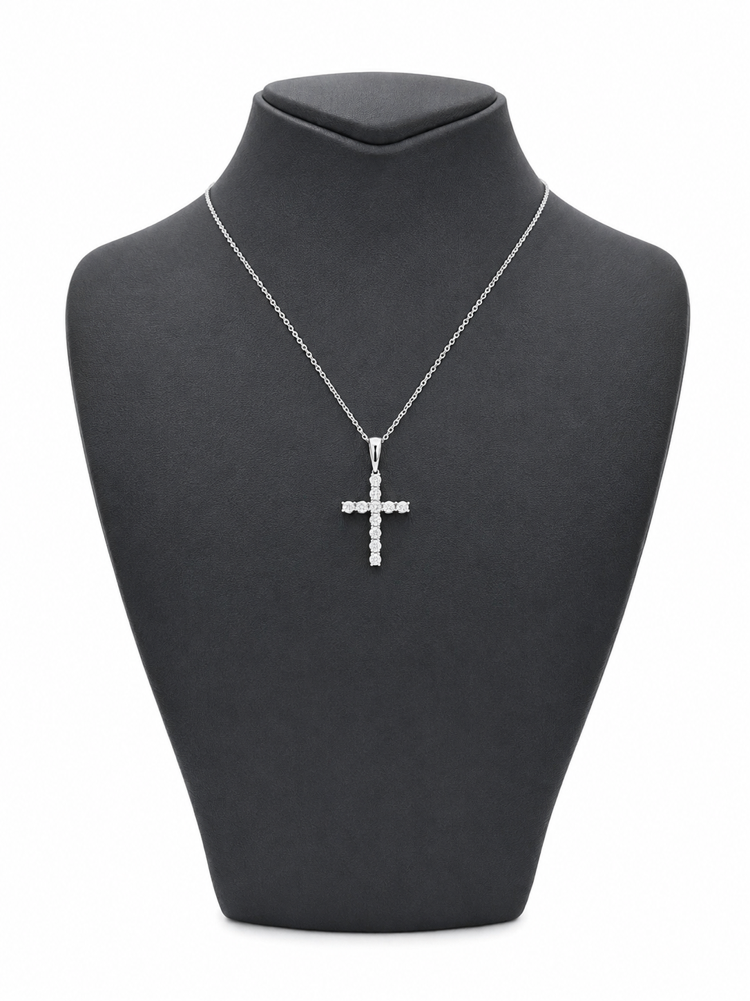 Large White Gold Natural Diamond Cross