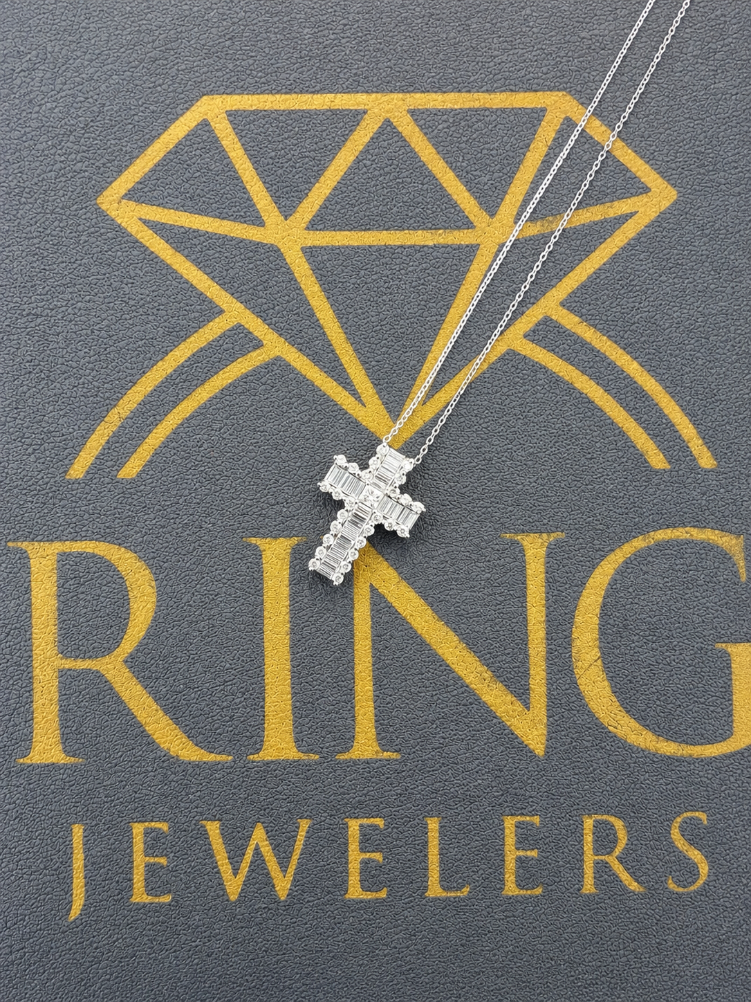 Emerald Cut Diamond Cross