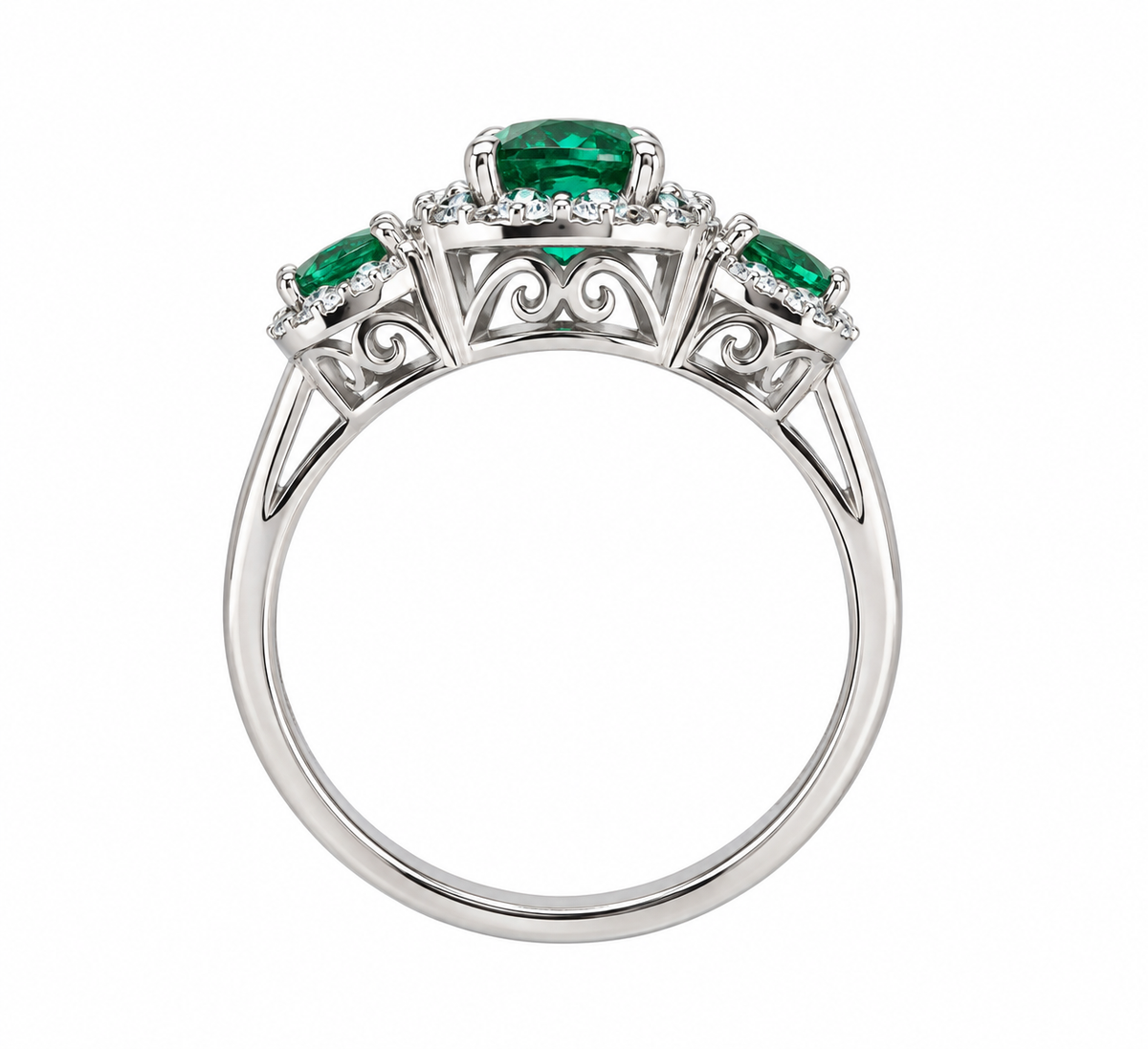 Triple Lab Emerald Designer Ring