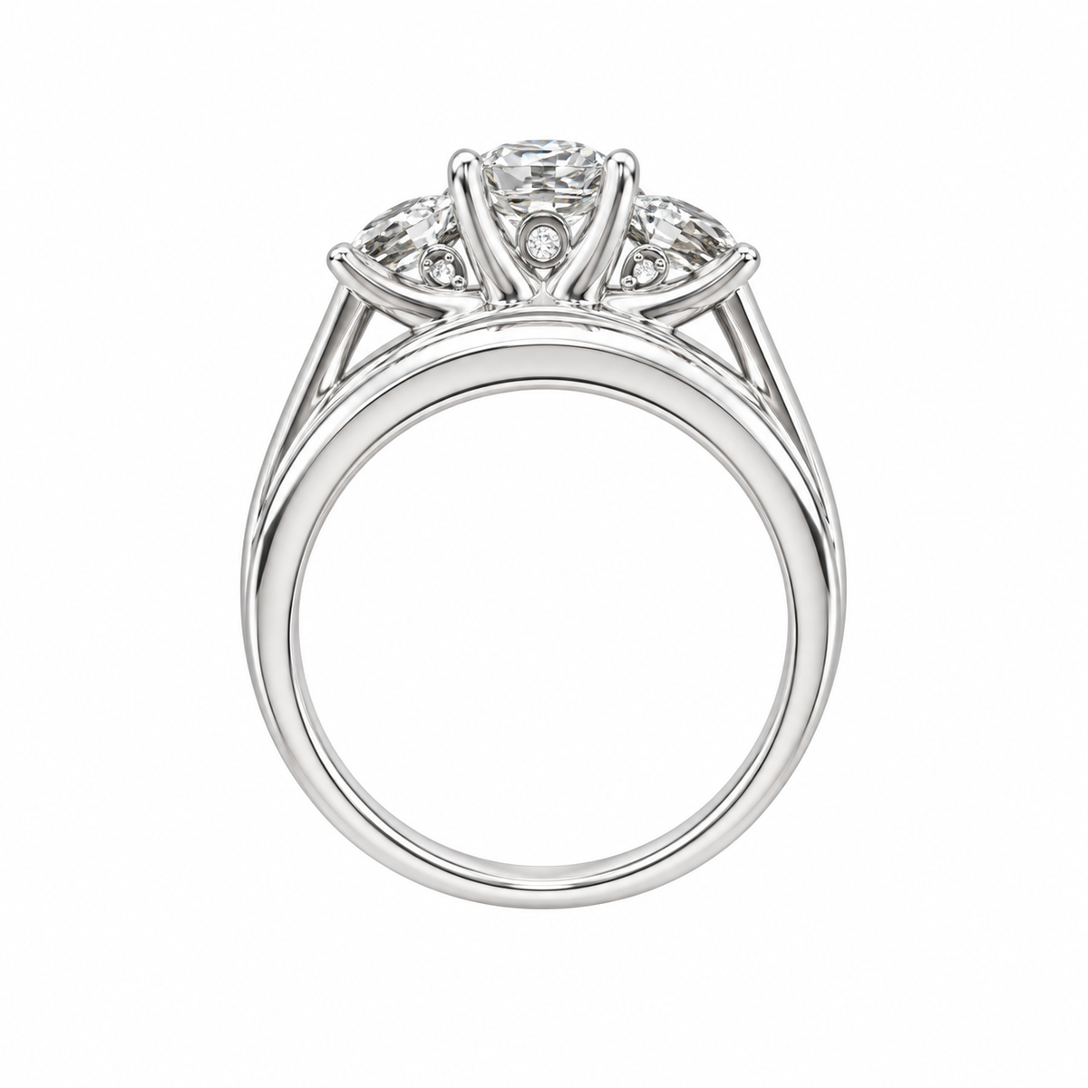 3 Stone Double Band Engagement Ring