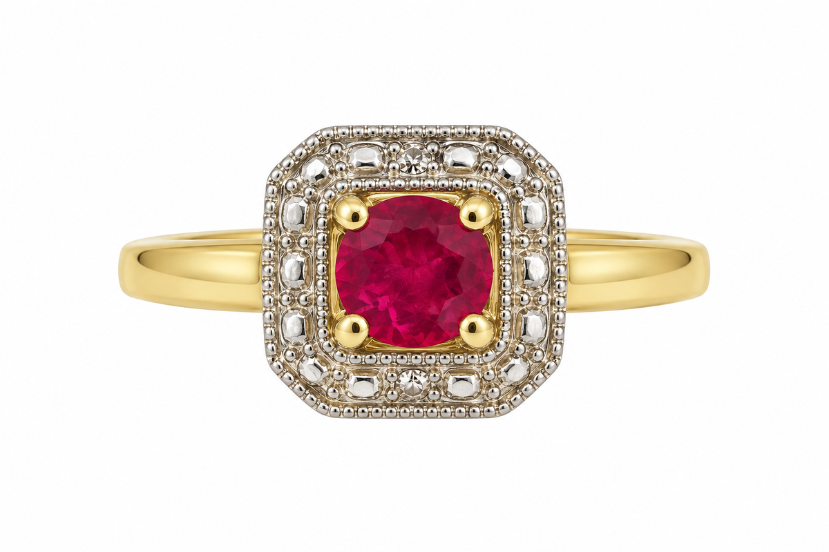 Yellow Gold Ruby Designer Ring