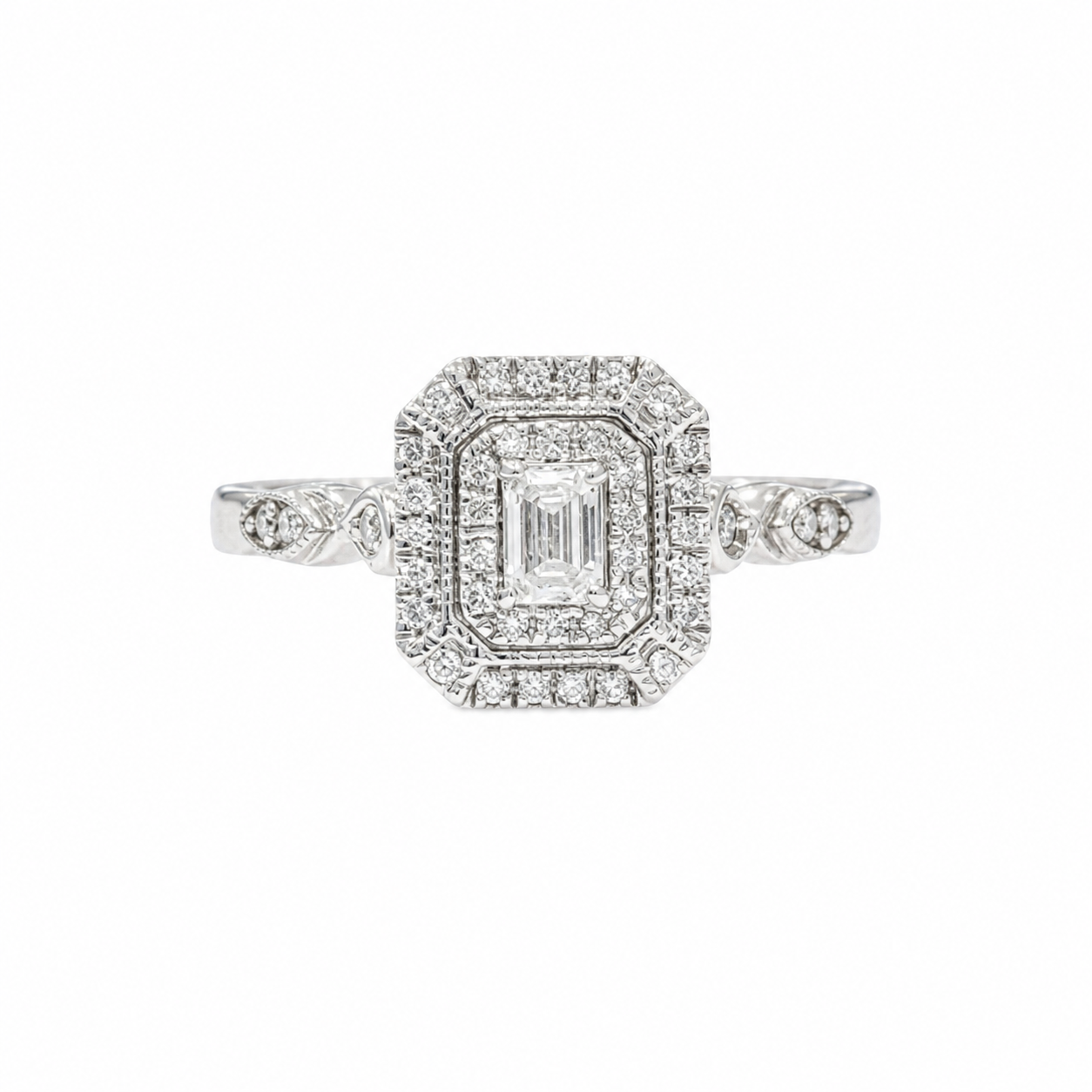 Bridal Vintage Double Halo Ring