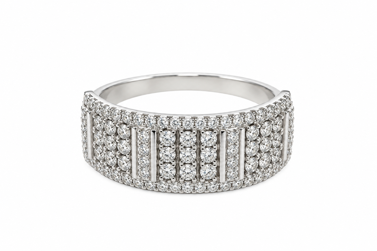 Pave Diamond Edge Cluster Ring