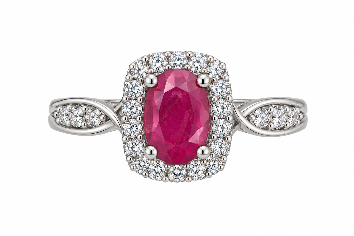 Twist Shank Ruby Designer Ring