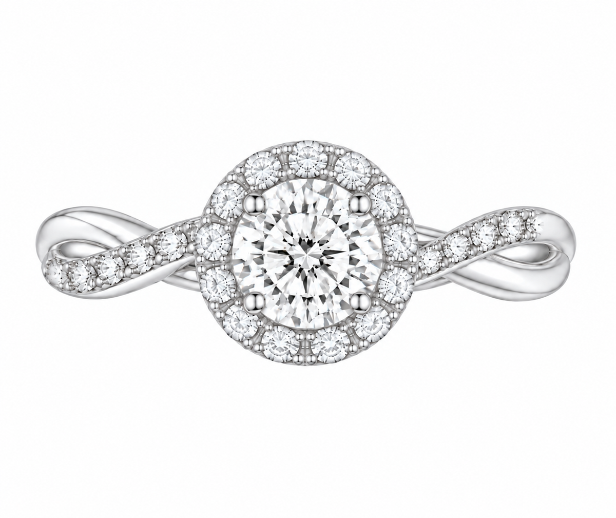 Diamond Bridal Twist Halo Engagement Ring