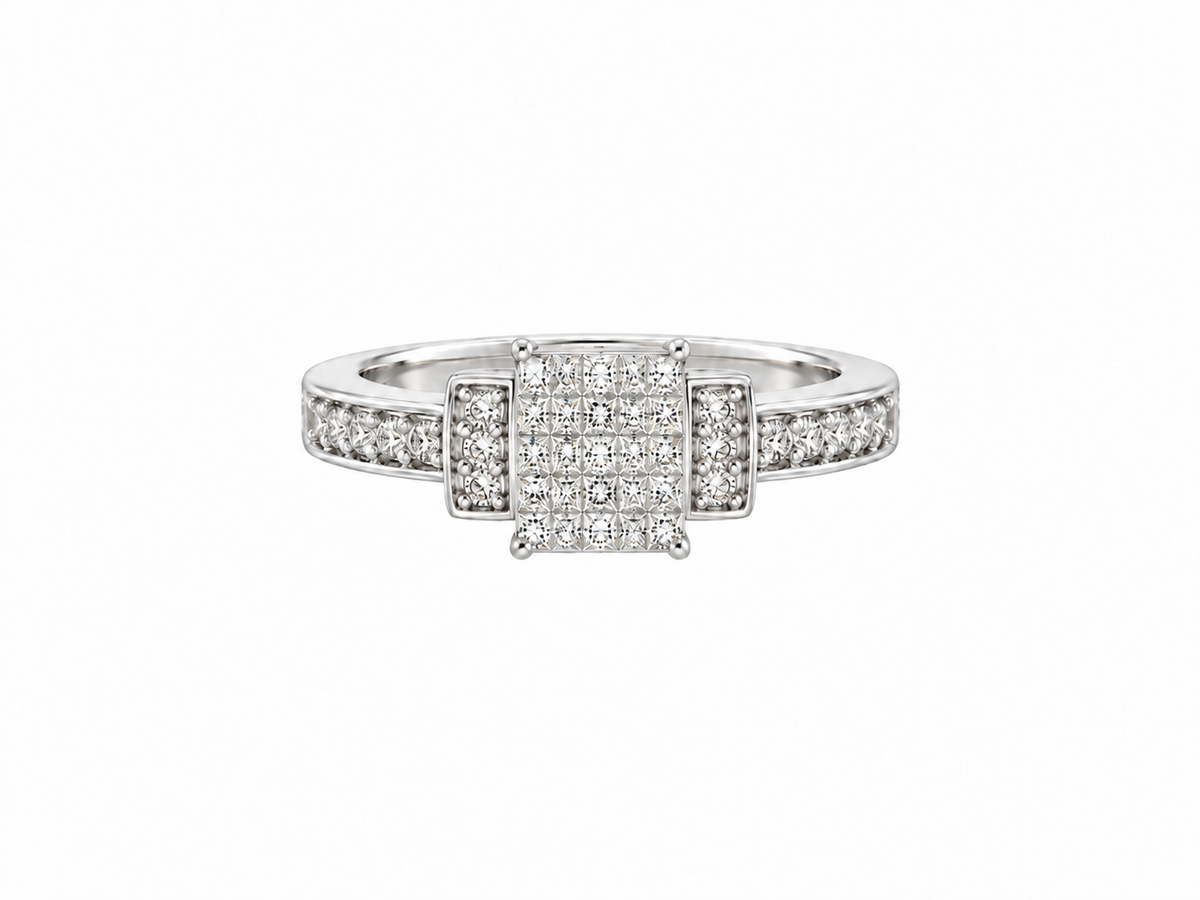 Square Cluster Fashion Ring