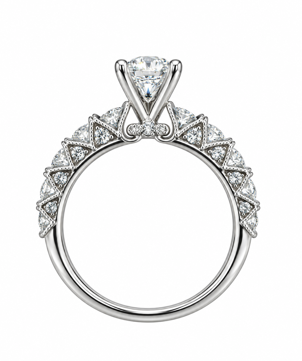 Hidden Halo Bridal Tiara Ring