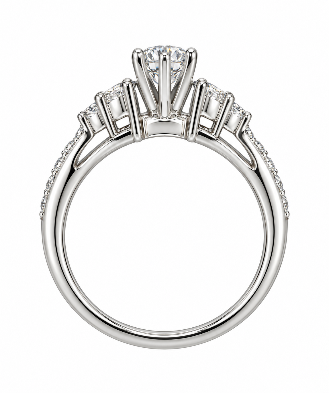 Marquise Engagement Ring with Floral Band Clusters