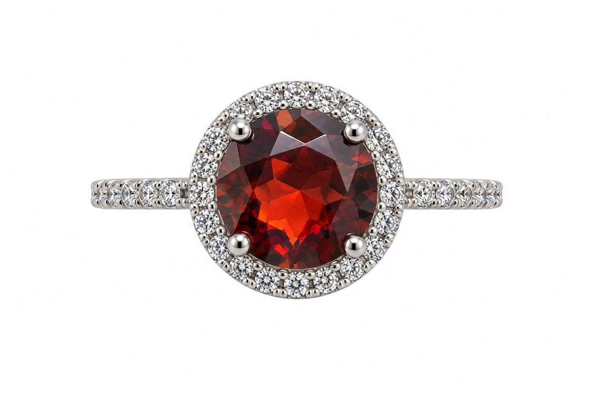 Diamond Halo Large Ruby Designer Ring