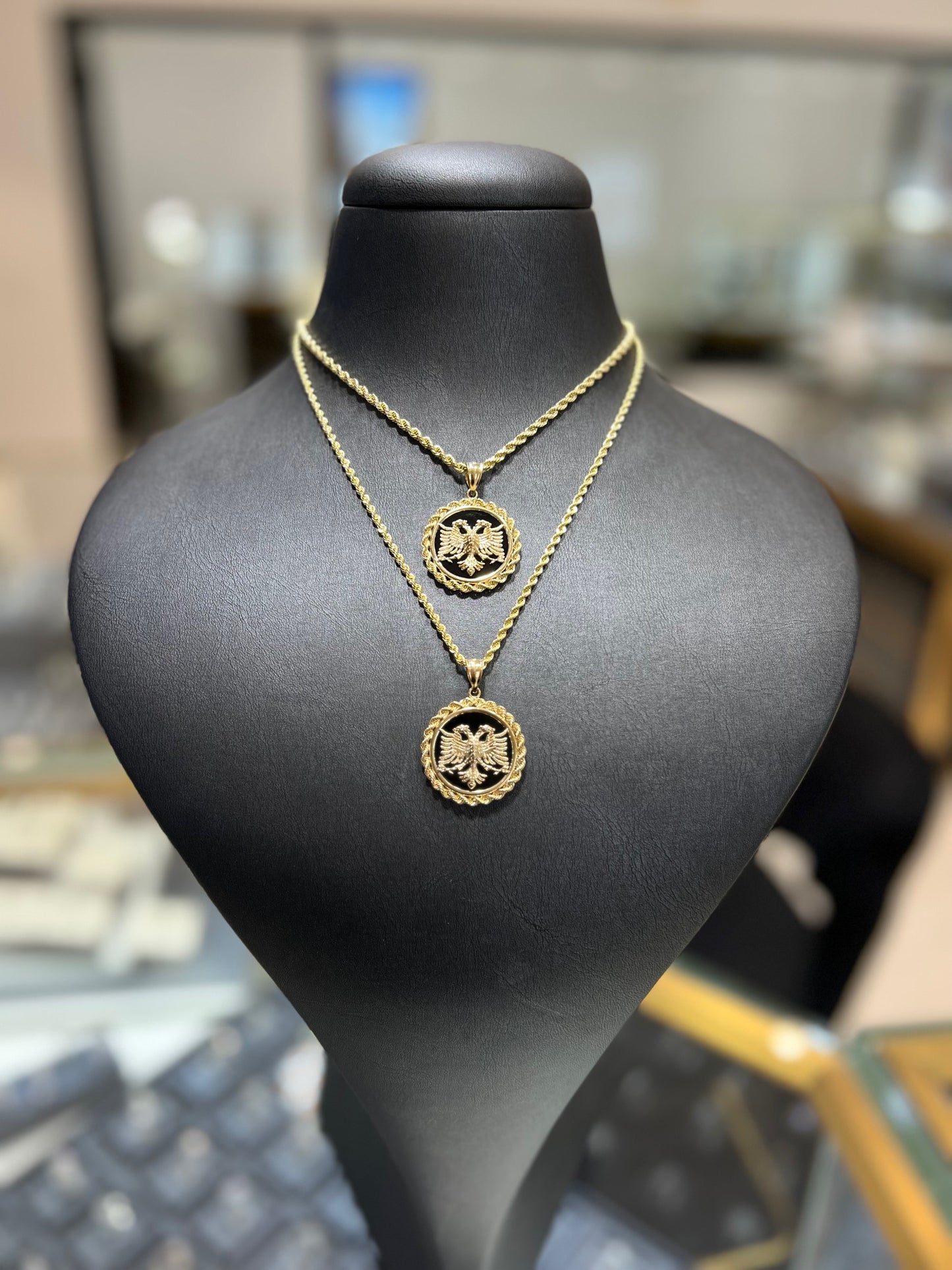 Albanian Eagle Black Onyx Rope Frame