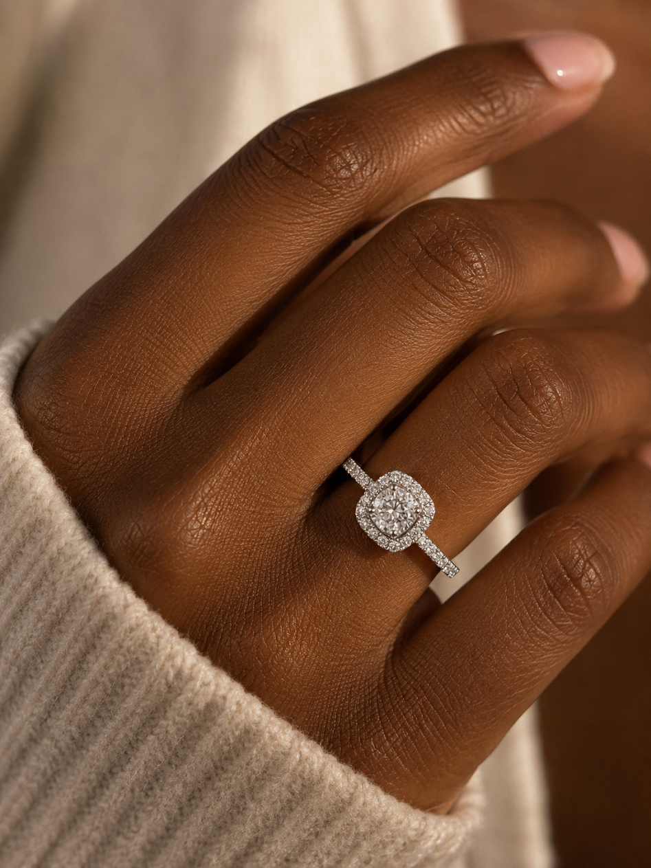 Natural Diamond Round Bridal ring 14k White Gold