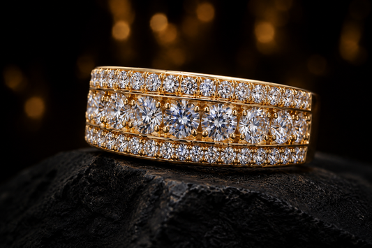 Men's Custom Tapered Single Edged Row Diamond Ring