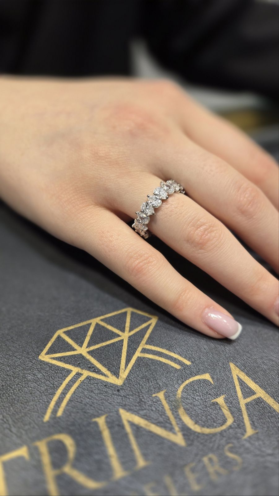 Pear Shape Alternating Eternity Band