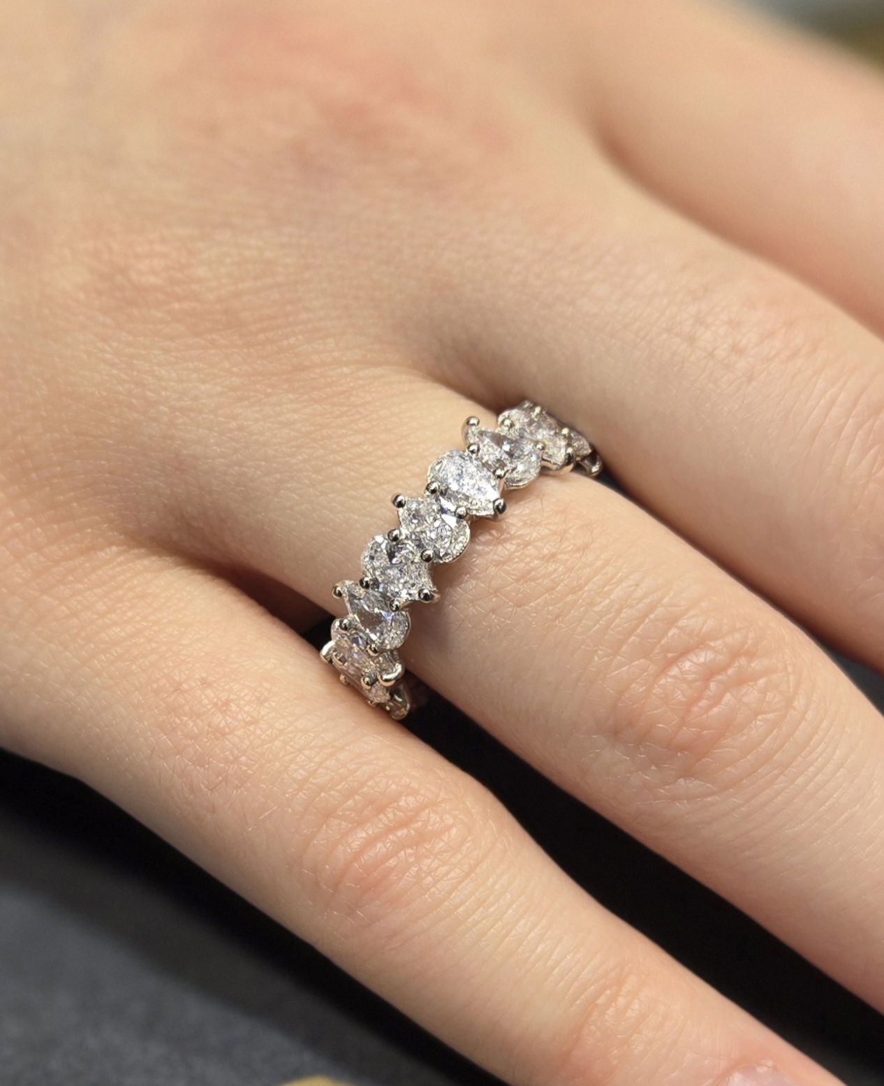 Pear Shape Alternating Eternity Band