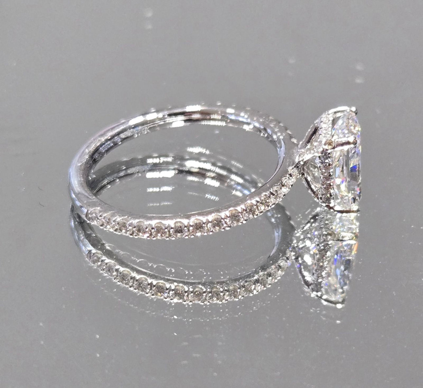Radiant Diamond Engagement Ring with Hidden Halo