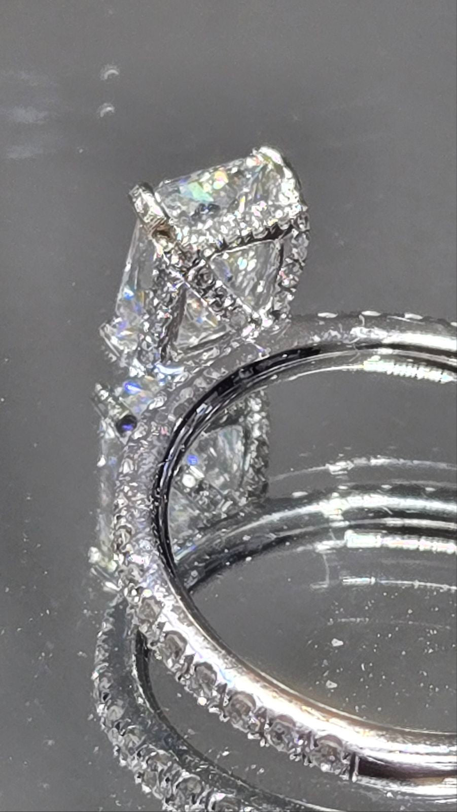 Radiant Diamond Engagement Ring with Hidden Halo