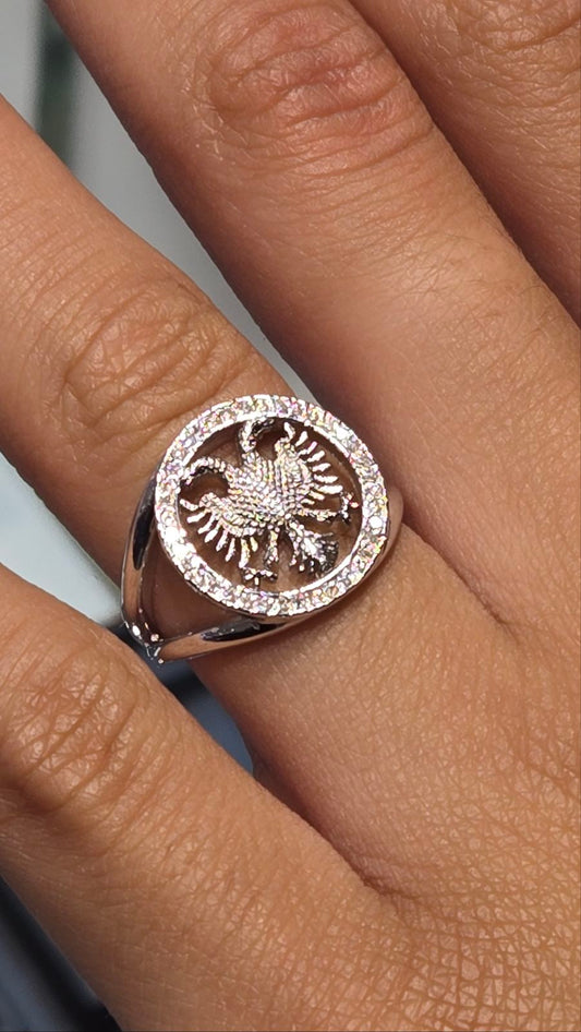 Ladies Albanian Eagle Halo Ring
