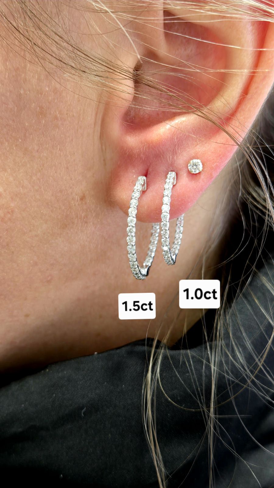 Inside Out Diamond Hoops 14k White Gold