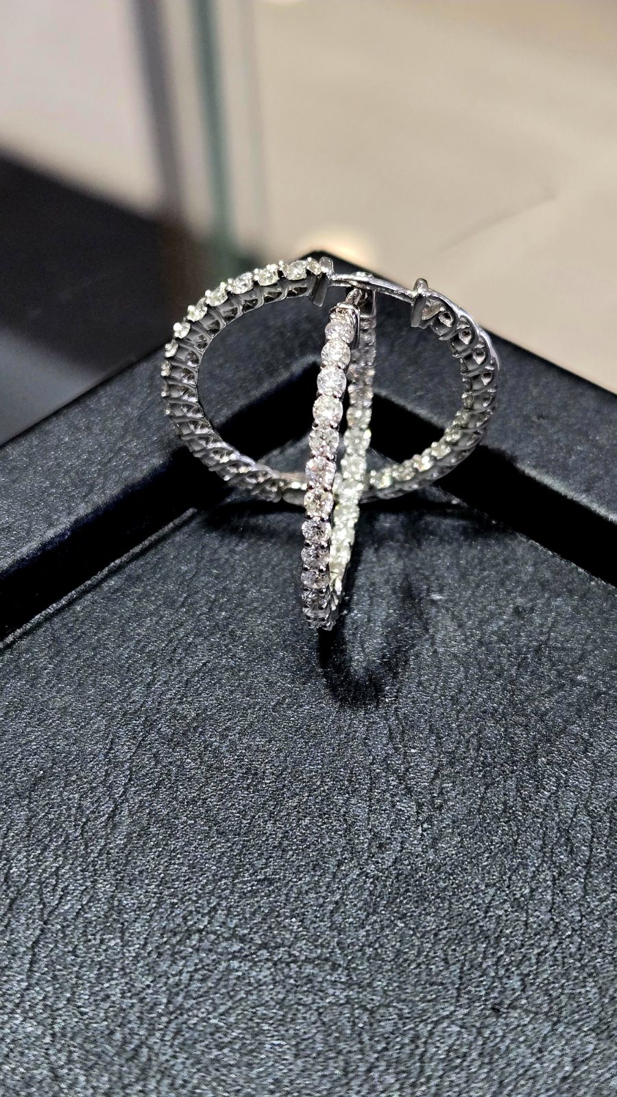 Inside Out Diamond Hoops 14k White Gold