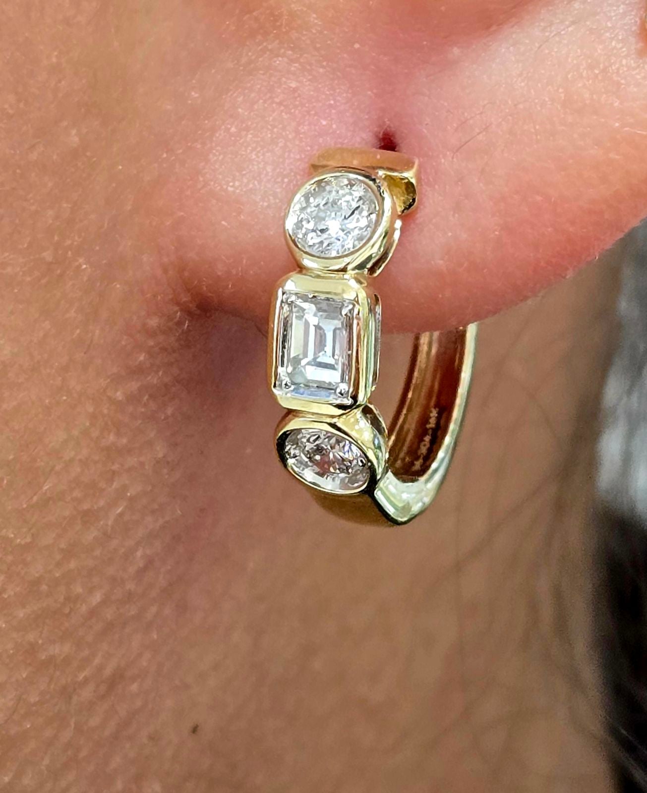 Bezel Set Diamond Hoops