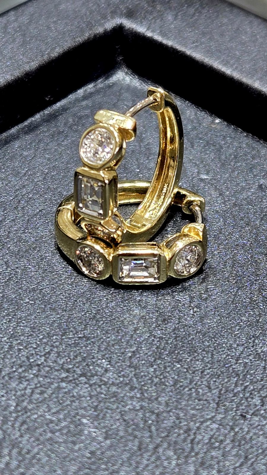 Bezel Set Diamond Hoops