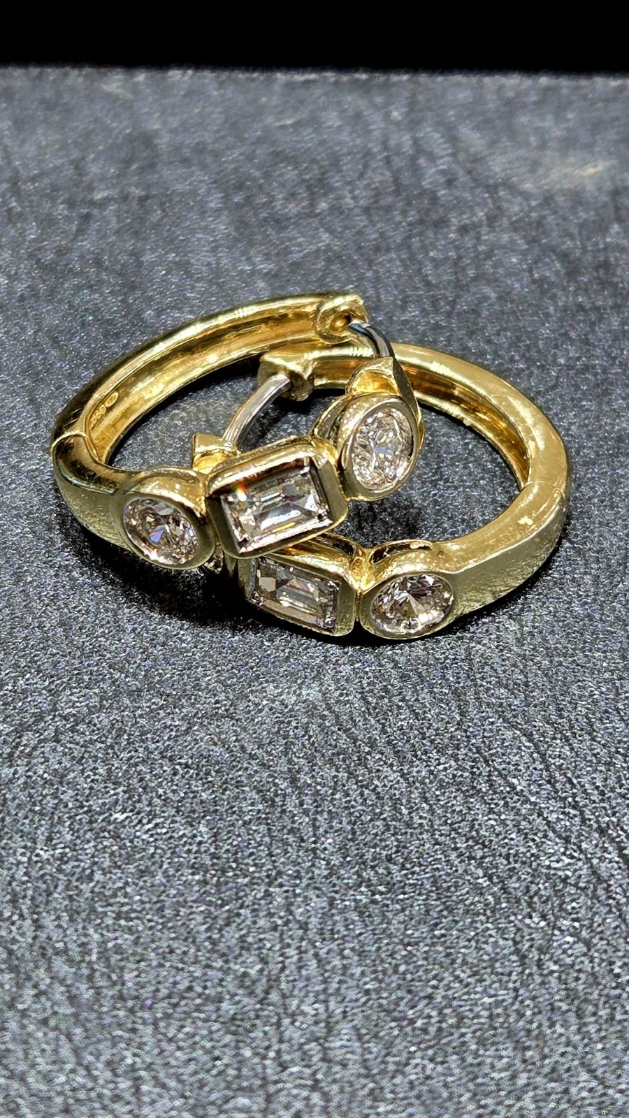 Bezel Set Diamond Hoops