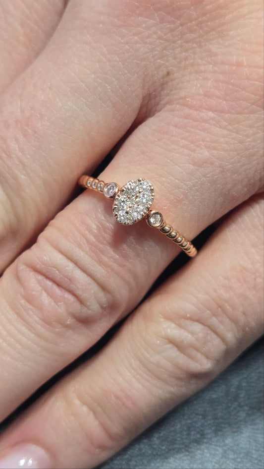 Natural Diamond Promise Ring 14k Rose Gold