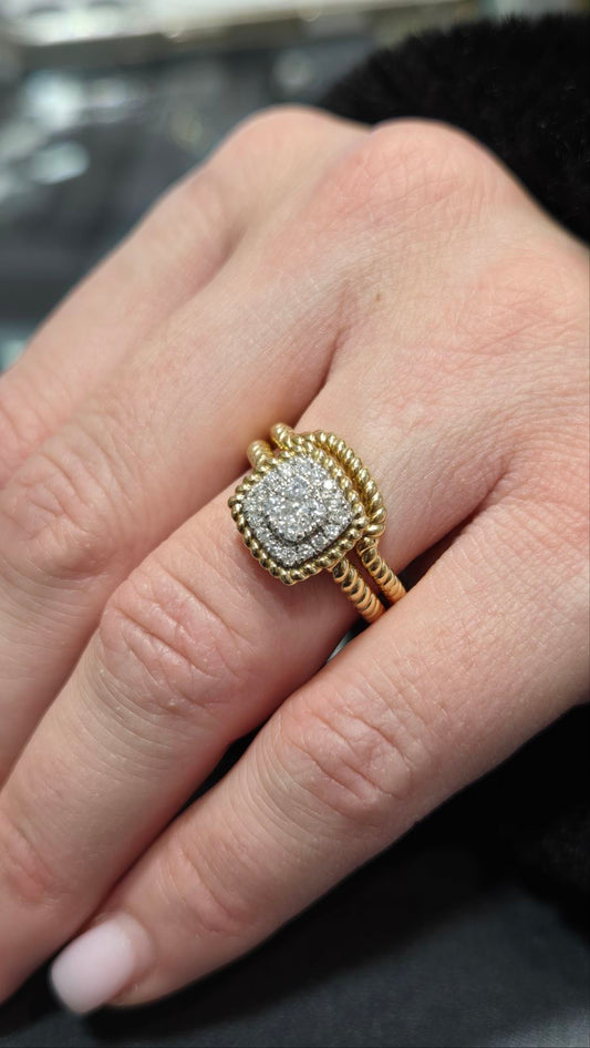 Braided Design Bridal Set 14k Yellow Gold